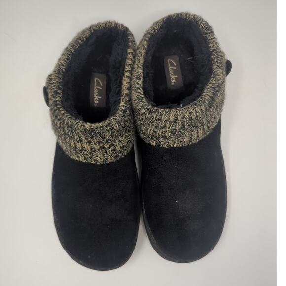 Clarks Knit Collar Clog Leather Comfy Slipper Womens Size 11 - Picture 4 of 8